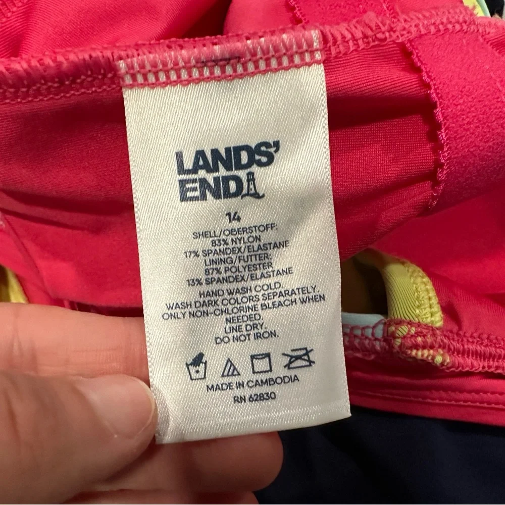 Lands' End Navy High Neck Swim Dress Sz 14